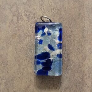 Italian Murano Blue and White Glass Pendant